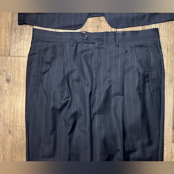 Ermenegildo Zegna Centoventimila Wool Suit in Navy Pinstripe Size 56 - Picture 11 of 13